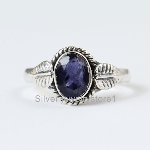 Real Iolite Ring / 925 Sterling Silver Ring / Boho Iolite Ring / Everyday Ring / Statement Ring / Stackable Ring / Handmade Ring/ Women Ring