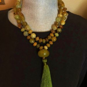Beautiful Jade Necklace, Hand Knotted Cord Bead Necklace, Large Bead Necklace, 30-mm Central Ronelle, One-Of-A-Kind Necklace, Elegant | Natural genuine Gemstone necklaces. Buy crystal jewelry, handmade handcrafted artisan jewelry for women.  Unique handmade gift ideas. #jewelry #beadednecklaces #beadedjewelry #gift #shopping #handmadejewelry #fashion #style #product #necklaces #affiliate #ad