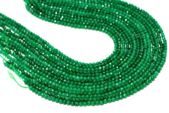 Green Jade Beads,faceted Jade Stones,round Beads,emerald Beads,emerald Jade Necklace,semiprecious Beads,jewelry Supplies - 16" Full Strand