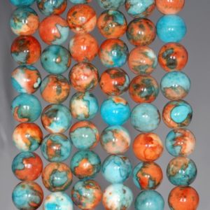 8mm Ocean Jade Gemstone Orange Blue Round 8mm Loose Beads BULK LOT 1,5,10,15,20 and 50 (80000658-789) | Natural genuine beads Gemstone beads for beading and jewelry making.  #jewelry #beads #beadedjewelry #diyjewelry #jewelrymaking #beadstore #beading #affiliate #ad