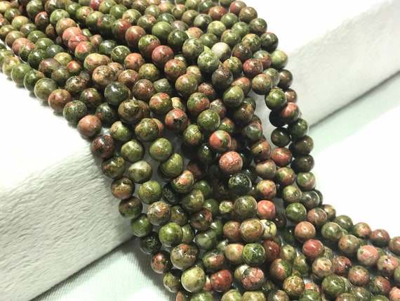 Unakite 8mm Beads, Jasper Beads, Green Beads, Brown Jasper, 8mm Beads, Mala Beads, Green Gemstone, Gemstone Beads, Nature Beads