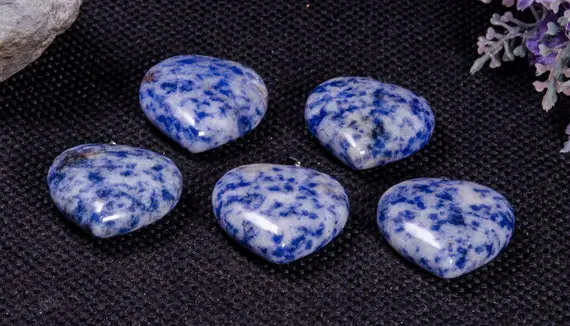 Polished Hand Carved Blue Spot Jasper Heart Shaped/blue Spot Jasper Stone/worry Stone/decoration/pendants/love Stone/gift For Her-drilled