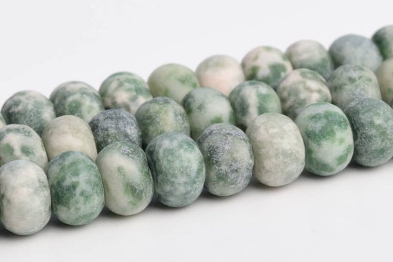 Matte Green Spot Jasper Beads Grade Aaa Genuine Natural Gemstone Rondelle Loose Beads 6mm 8mm Bulk Lot Options