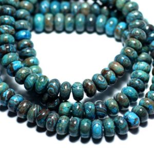 Shop Jasper Rondelle Beads! Fil 39cm 82pc env – Perles de Pierre – Jaspe Paysage Automne Bleu Turquoise Rondelles 8x5mm | Natural genuine rondelle Jasper beads for beading and jewelry making.  #jewelry #beads #beadedjewelry #diyjewelry #jewelrymaking #beadstore #beading #affiliate #ad