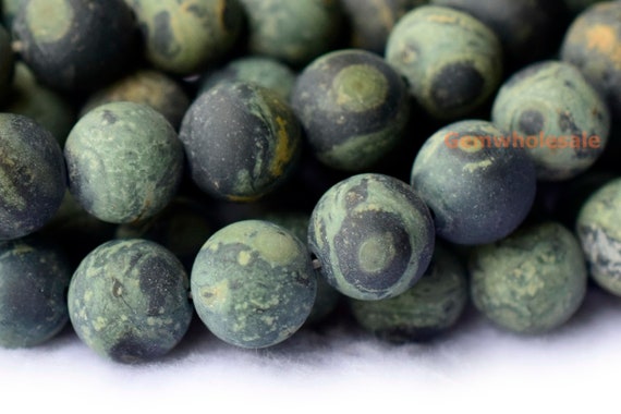 15" 8mm/10mm Natural Matte Kambaba Jasper Round Beads, High Quality Green Black Diy Stone Beads Fgco