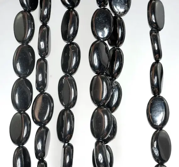 14x10mm Black Jet Gemstone Oval Loose Beads 16 Inch Full Strand (90186921-825)
