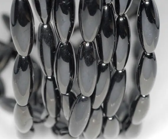 30x10mm Black Jet Gemstone Organic Barrel Tube Loose Beads 16 Inch Full Strand (90186895-884x)