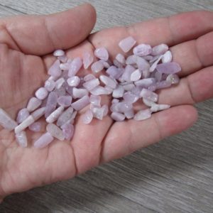 Kunzite Chip Tumbled Stone Small Bag T523 | Natural genuine stones & crystals in various shapes & sizes. Buy raw cut, tumbled, or polished gemstones for making jewelry or crystal healing energy vibration raising reiki stones. #crystals #gemstones #crystalhealing #crystalsandgemstones #energyhealing #affiliate #ad