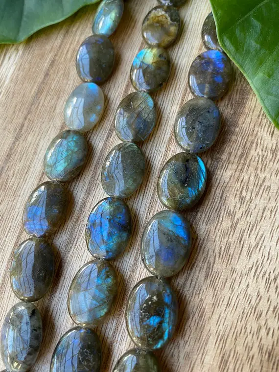 Labradorite Bead Strand, Flash Labradorite Beads, 20mm, Crystal Beads