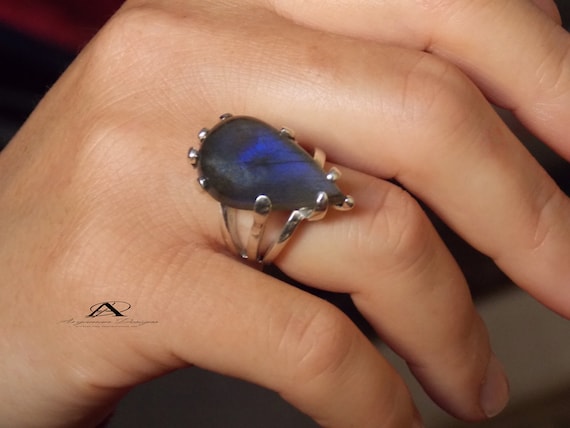 Labradorite Ring, Gemstone Ring, Silver Jewelry, Silver Ring, Lavradorite Jewelry, Blue Stone , Woman Gift ,wedding Jewel, Wedding Gift