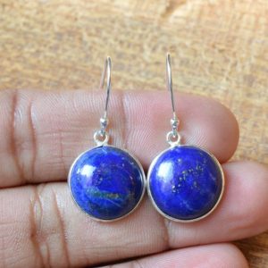 Shop Lapis Lazuli Earrings! Lapis Lazuli Earrings – Lapis Lazuli 15×15 mm Round Gemstone – Gemstone Earrings – Sterling Silver Earrings -Bezel Earrings -Silver Earrings | Natural genuine Lapis Lazuli earrings. Buy crystal jewelry, handmade handcrafted artisan jewelry for women.  Unique handmade gift ideas. #jewelry #beadedearrings #beadedjewelry #gift #shopping #handmadejewelry #fashion #style #product #earrings #affiliate #ad