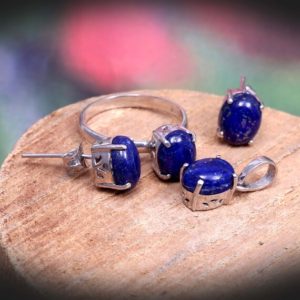Shop Lapis Lazuli Pendants! Lapis Lazuli Ring Earrings Pendant Jewelry Set,Simple Dainty Jewelry,Minimalist Boho Jewelry,Bridesmaid Gift for Women,925 Sterling Silver | Natural genuine Lapis Lazuli pendants. Buy crystal jewelry, handmade handcrafted artisan jewelry for women.  Unique handmade gift ideas. #jewelry #beadedpendants #beadedjewelry #gift #shopping #handmadejewelry #fashion #style #product #pendants #affiliate #ad