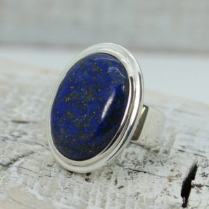 Shop Lapis Lazuli Rings! Big lapis ring oval shape cab stunning lapis lazuli natural stone solid sterling silver and lapis jewelry great quality lapis ring handmade | Natural genuine Lapis Lazuli rings, simple unique handcrafted gemstone rings. #rings #jewelry #shopping #gift #handmade #fashion #style #affiliate #ad