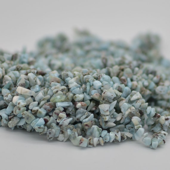 Natural Larimar Semi-precious Gemstone Chips Nuggets Beads - 5mm - 8mm, 32" Strand