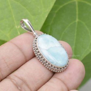 Shop Larimar Pendants! Larimar Pendant, 925 Sterling Sterling Silver, 15x24mm Oval Pendant, Silver Necklace Pendant, Jewelry Pendant,Larimar Jewelry,Unisex Pendant | Natural genuine Larimar pendants. Buy crystal jewelry, handmade handcrafted artisan jewelry for women.  Unique handmade gift ideas. #jewelry #beadedpendants #beadedjewelry #gift #shopping #handmadejewelry #fashion #style #product #pendants #affiliate #ad
