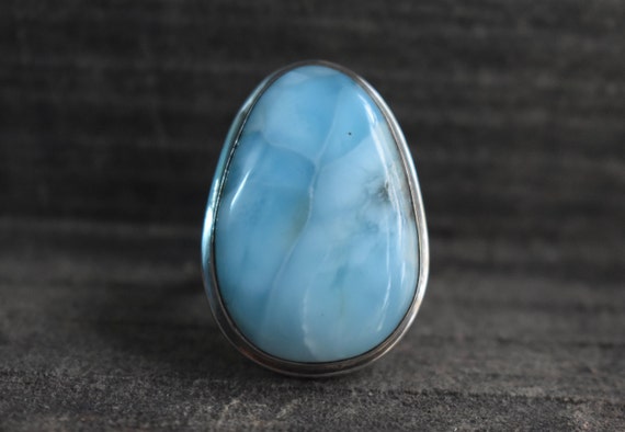 Natural Larimar Ring,larimar Ring,925 Silver Ring,larimar Gemstone Ring,blue Larimar Ring,unique Shape Ring
