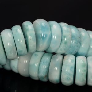 Shop Larimar Rondelle Beads! Genuine Dominican Larimar Gemstone Grade AAA Blue 9×5-9x4MM Rondelle Slice Loose Beads 4 inch (80006174-109) | Natural genuine rondelle Larimar beads for beading and jewelry making.  #jewelry #beads #beadedjewelry #diyjewelry #jewelrymaking #beadstore #beading #affiliate #ad