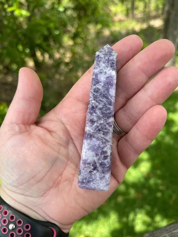 Lepidolite Crystal Tower - Point - Calming Energy Reiki Charged Energy - Lilac Lithium Lepidolite - Ease Depression & Anxiety - #5