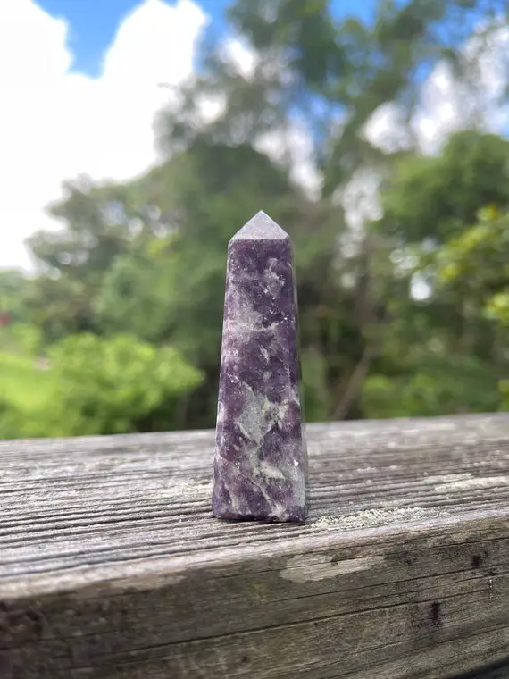 Lepidolite Crystal Tower - Point - Reiki Charged - Calming Energy - Lilac Lithium Lepidolite - Support For  Depression & Anxiety - #8