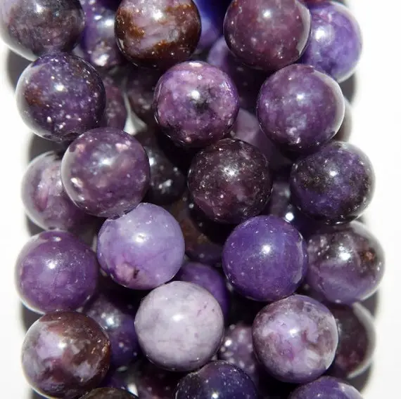 8 Mm Natural Lepidolite Gemstone Beads - Round 8 Mm Gemstone Beads - Full Strand 15 1/2", 50 Beads, A Quality