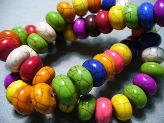 Magnesite Beads Gemstone Mixed Colors Rondelle 12x6mm