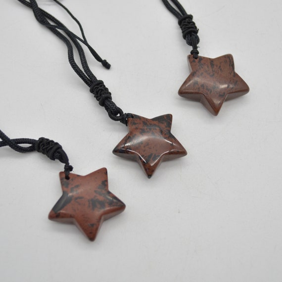 Mahogany Obsidian  Gemstone Star Pendant  -  3cm - 1 Count