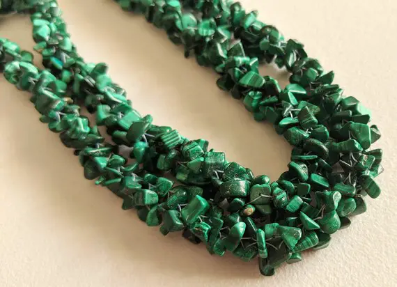 4-7mm Malachite Rough Chips, Malachite Beaded Rope, Natural Malachite Beads, Malachite For Necklace, 24 Inch (1st To 5st Options) - Ant157