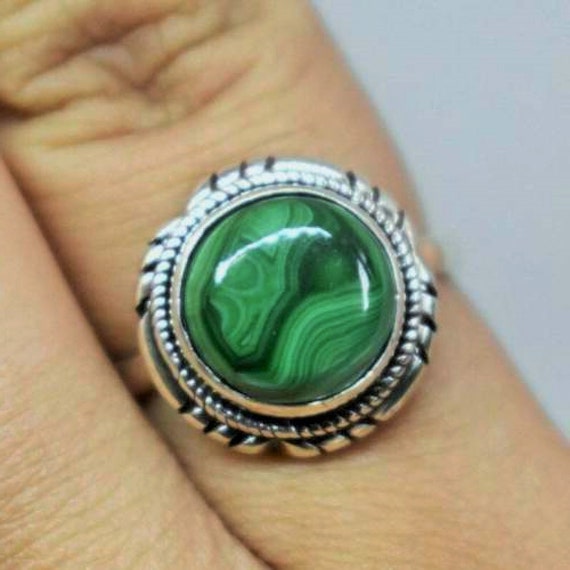 Unique Natural Sterling Silver Malachite Ring, Silver Ring, Gift For Her, Unique Gift Ring, Designer Ring, Gemstone Ring, Handmade Ring,