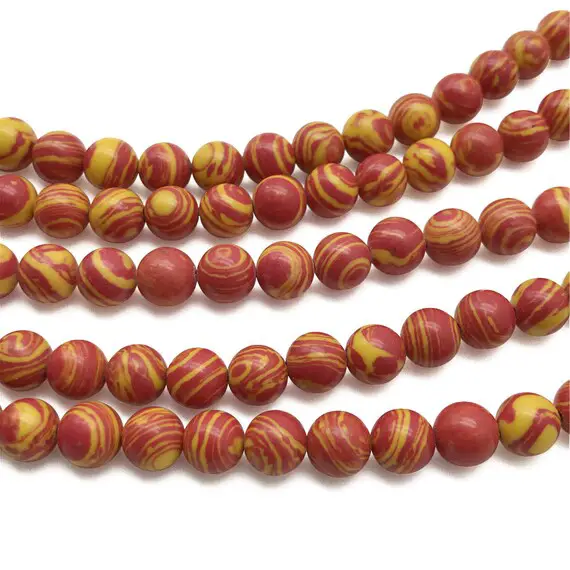 6mm Red Malachite Beads, Round Gemstone Beads, Wholesale Beads