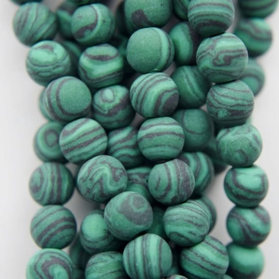 Matte 6 Mm Malachite Beads - Round 6 Mm Gemstone Beads - Full Strand 16", 68 Beads - Reconstituted