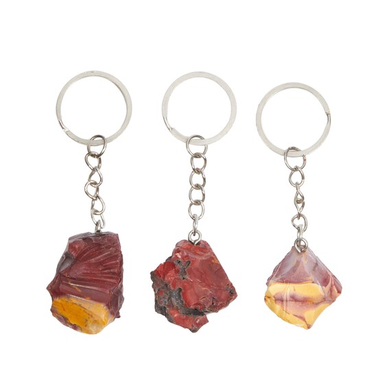 Raw Mookaite Jasper Stone Keychain - Raw Mookaite Stone Keychain - Mookaite Keychain - Mookaite Jasper Crystal Keychain - Mookaite Crystal