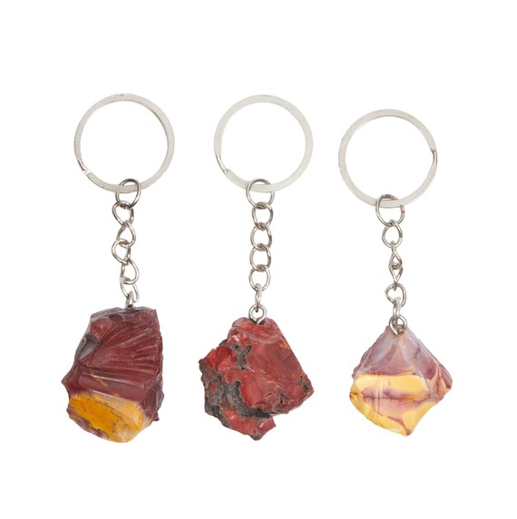 Raw Mookaite Jasper Stone Keychain - Raw Mookaite Stone Keychain - Mookaite Keychain - Mookaite Jasper Crystal Keychain - Mookaite Keyring