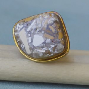 Shop Mookaite Jasper Rings! Braceted Mookaite Jasper Ring, Sterling Silver Yellow Plated, Rose Gold Plated Gold Ring, Brown Mookaite Jasper Gift Artisan Birthstone Ring | Natural genuine Mookaite Jasper rings, simple unique handcrafted gemstone rings. #rings #jewelry #shopping #gift #handmade #fashion #style #affiliate #ad