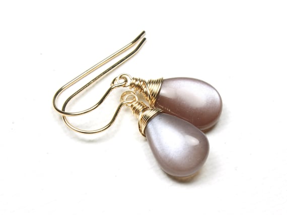 Chocolate Brown Moonstone Earrings Gold Filled Or Sterling Silver Wire Wrapped Natural Gemstone Dangle Drops Birthday Gift For Women 6110