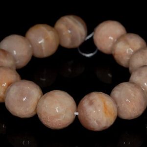 Shop Moonstone Faceted Beads! 14mm Orange Moonstone Gemstone Orange Faceted Round Loose Beads 7 inch Half Strand (90142469-B76) | Natural genuine faceted Moonstone beads for beading and jewelry making.  #jewelry #beads #beadedjewelry #diyjewelry #jewelrymaking #beadstore #beading #affiliate #ad
