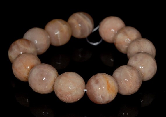 14mm Orange Moonstone Gemstone Orange Faceted Round Loose Beads 7 Inch Half Strand (90142469-b76)