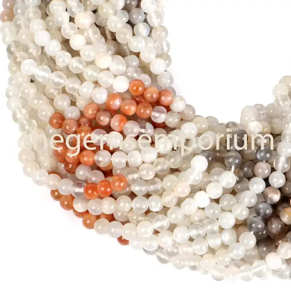 Multi Moonstone Plain Round Shape Beads, Multi Moonstone Gemstone Beads, Aaa Quality Beads,gemstone For Jewelry Making
