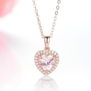 Shop Morganite Jewelry! Heart Morganite Necklace- 14K Rose Gold Vermeil Necklace-Pink Gemstone- Heart Necklace- Anniversary Gift- Birthday Gift- Gift For Her | Natural genuine Morganite jewelry. Buy crystal jewelry, handmade handcrafted artisan jewelry for women.  Unique handmade gift ideas. #jewelry #beadedjewelry #beadedjewelry #gift #shopping #handmadejewelry #fashion #style #product #jewelry #affiliate #ad