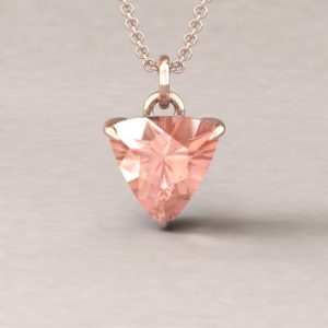 Shop Morganite Pendants! Trillion Morganite Pendant – 10mm "Beverly" Pendant with Genuine F, VS2 Diamonds – by Laurie Sarah – LS5742 | Natural genuine Morganite pendants. Buy crystal jewelry, handmade handcrafted artisan jewelry for women.  Unique handmade gift ideas. #jewelry #beadedpendants #beadedjewelry #gift #shopping #handmadejewelry #fashion #style #product #pendants #affiliate #ad