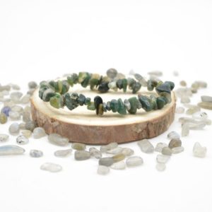 Shop Moss Agate Chip & Nugget Beads! Natural Moss Agate Semi-precious Gemstone Chip / Nugget Beads Sample strand / Bracelet – 5mm – 8mm, 7.5" | Natural genuine chip Moss Agate beads for beading and jewelry making.  #jewelry #beads #beadedjewelry #diyjewelry #jewelrymaking #beadstore #beading #affiliate #ad
