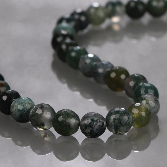 Green Moss Agate Beads Necklace, Natural Moss Agate Gemstone Necklace Strand, Moss Agate Chakra Jewelry Necklace, Beaded Moss Agate Necklace