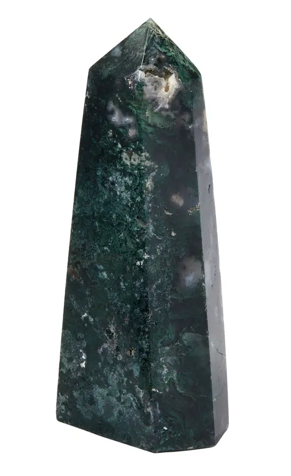 Moss Agate Point - Standing Moss Agate Stone Tower - Large Moss Agate Crystal Point - Standing Moss Agate Stone Point - Polished Crystal #5