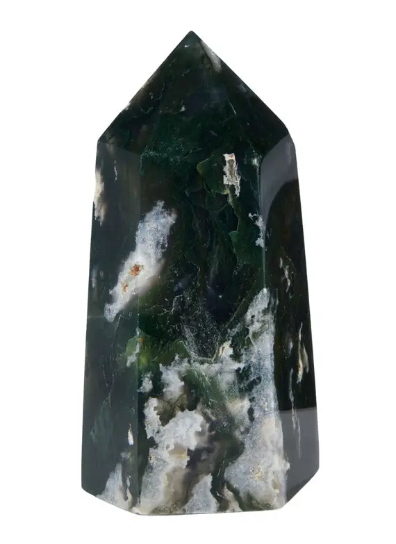 Moss Agate Point - Large Moss Agate Stone Tower - Standing Moss Agate Crystal Point - Green Agate - Polished Moss Agate Crystal Tower - #12