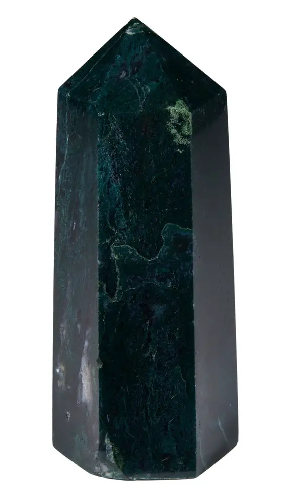 Polished Moss Agate Point - Green Moss Agate Stone Tower - Standing Moss Agate Crystal Point - Large Moss Agate Crystal Tower - #8