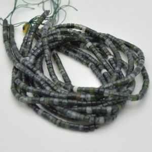 Shop Moss Agate Rondelle Beads! High Quality Grade A Natural Dark Moss Agate Semi-Precious Gemstone Flat Heishi Rondelle / Disc Beads – 3mm x 2mm – 15" strand | Natural genuine rondelle Moss Agate beads for beading and jewelry making.  #jewelry #beads #beadedjewelry #diyjewelry #jewelrymaking #beadstore #beading #affiliate #ad