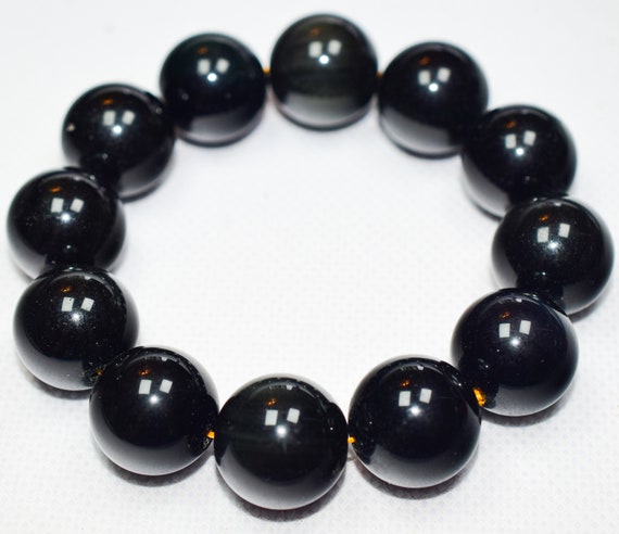 Black Obsidian Bracelet 18m Beads
