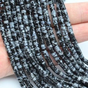 Shop Obsidian Bead Shapes! 2x4MM Snow Flake Obsidian Rondelle Beads,Heishi Gemstone Beads,Jewelry Making Beads,Wholesale Loose Beads,For Bracelet Beads/Necklace Beads. | Natural genuine other-shape Obsidian beads for beading and jewelry making.  #jewelry #beads #beadedjewelry #diyjewelry #jewelrymaking #beadstore #beading #affiliate #ad