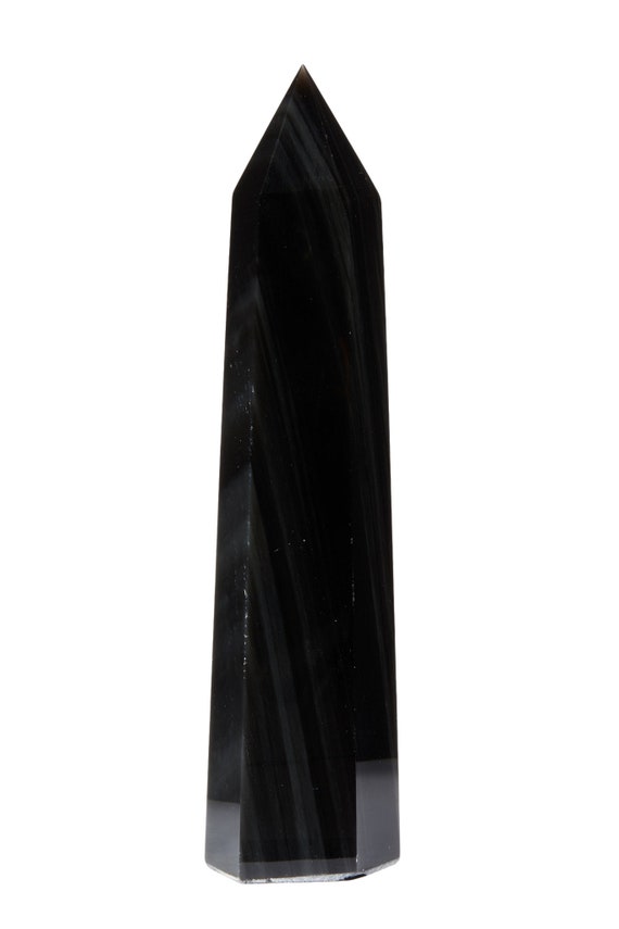 Black Obsidian Stone Point - Polished Black Obsidian Crystal Tower - Large Obsidian Point - Polished Obsidian Tower - Obsidian Decor #9