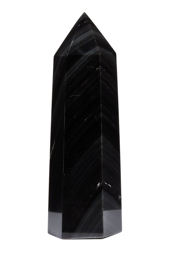 Black Obsidian Stone Tower - Polished Obsidian Crystal Point - Standing Obsidian Point - Polished Obsidian Tower - Black Obsidian Decor - 29