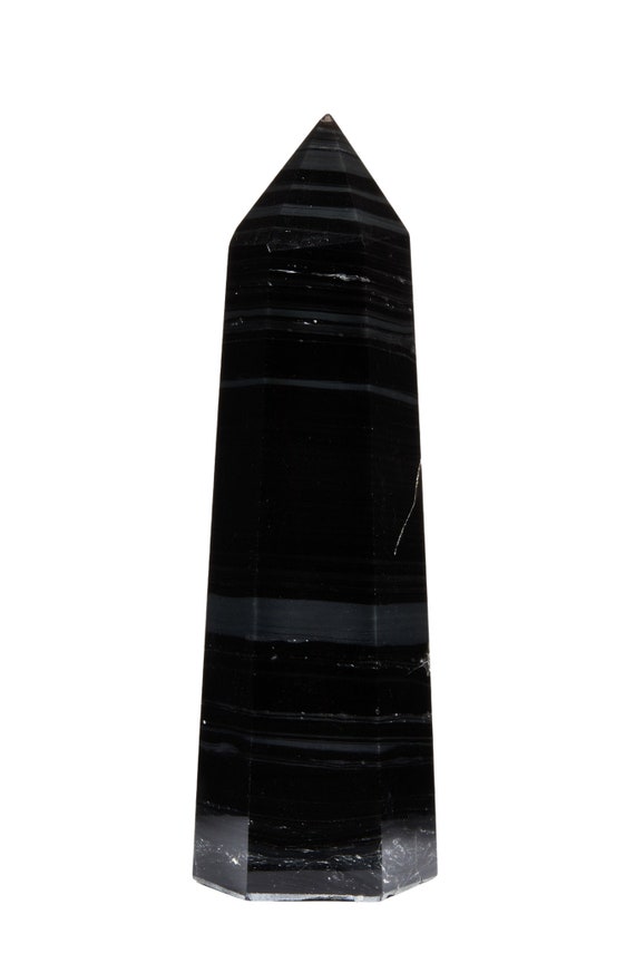Black Obsidian Stone Point - Polished Black Obsidian Crystal Tower - Large Obsidian Point - Black Obsidian Tower - Obsidian Decor - #7